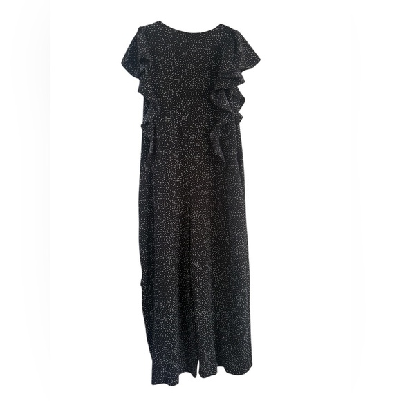 MAX STUDIO Black White Polka Dot Ruffle Sleeve Jumpsuit Wide Leg Cropped - Picture 5 of 12